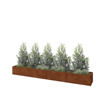 Cortenový kvetináč XXL - Obdĺžnik - 400 x 50 x 40 cm - So spodnou doskou