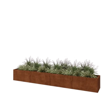 Cortenový kvetináč XXL - Obdĺžnik - 400 x 50 x 50 cm - So spodnou doskou