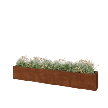 Cortenový kvetináč XXL - Obdĺžnik - 400 x 50 x 60 cm - So spodnou doskou