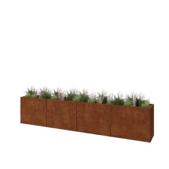 Cortenový kvetináč XXL - Obdĺžnik - 400 x 50 x 80 cm - So spodnou doskou
