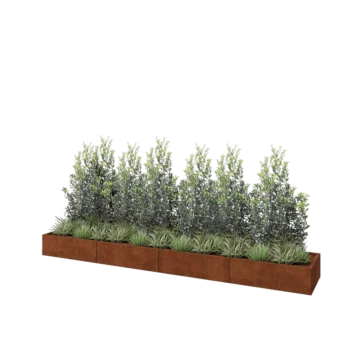 Cortenový kvetináč XXL - Obdĺžnik - 400 x 60 x 30 cm - So spodnou doskou