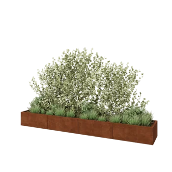 Cortenový kvetináč XXL - Obdĺžnik - 400 x 60 x 40 cm - So spodnou doskou