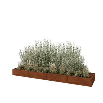 Cortenový kvetináč XXL - Obdĺžnik - 400 x 80 x 30 cm - So spodnou doskou