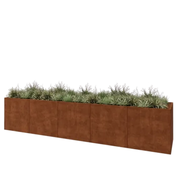 Cortenový kvetináč XXL - Obdĺžnik - 500 x 100 x 100 cm - So spodnou doskou