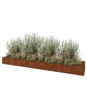 Cortenový kvetináč XXL - Obdĺžnik - 500 x 100 x 40 cm - So spodnou doskou