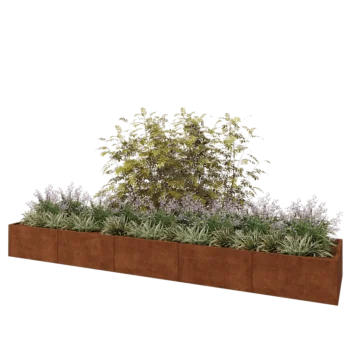 Cortenový kvetináč XXL - Obdĺžnik - 500 x 100 x 50 cm - So spodnou doskou