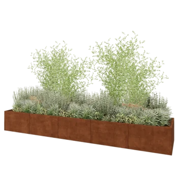 Cortenový kvetináč XXL - Obdĺžnik - 500 x 100 x 60 cm - So spodnou doskou
