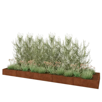 Cortenový kvetináč XXL - Obdĺžnik - 500 x 120 x 30 cm - So spodnou doskou