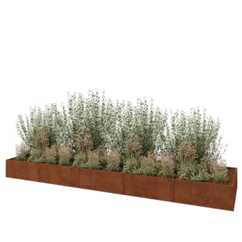 Cortenový kvetináč XXL - Obdĺžnik - 500 x 120 x 40 cm - So spodnou doskou