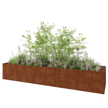 Cortenový kvetináč XXL - Obdĺžnik - 500 x 120 x 80 cm - So spodnou doskou