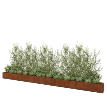 Cortenový kvetináč XXL - Obdĺžnik - 500 x 30 x 30 cm - So spodnou doskou