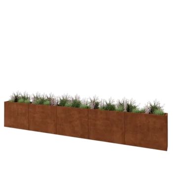 Cortenový kvetináč XXL - Obdĺžnik - 500 x 30 x 80 cm - So spodnou doskou
