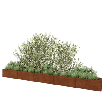 Cortenový kvetináč XXL - Obdĺžnik - 500 x 40 x 40 cm - So spodnou doskou