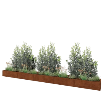 Cortenový kvetináč XXL - Obdĺžnik - 500 x 50 x 30 cm - So spodnou doskou