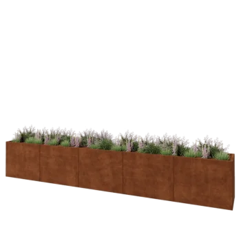 Cortenový kvetináč XXL - Obdĺžnik - 500 x 60 x 80 cm - So spodnou doskou