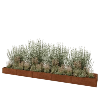Cortenový kvetináč XXL - Obdĺžnik - 500 x 80 x 30 cm - So spodnou doskou