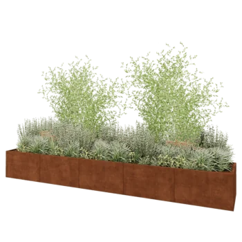 Cortenový kvetináč XXL - Obdĺžnik - 500 x 80 x 60 cm - So spodnou doskou