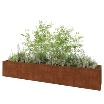 Cortenový kvetináč XXL - Obdĺžnik - 500 x 80 x 80 cm - So spodnou doskou