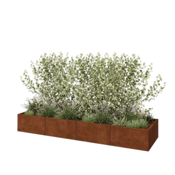 Cortenový kvetináč XXL - Obdĺžnik - 320 x 80 x 40 cm - So spodnou doskou