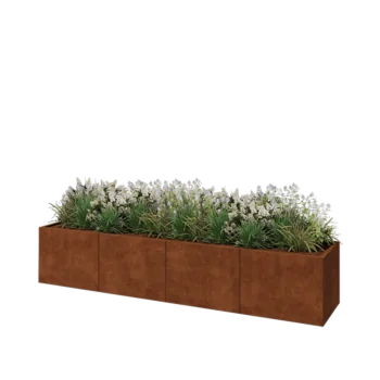 Cortenový kvetináč XXL - Obdĺžnik - 320 x 60 x 60 cm - So spodnou doskou