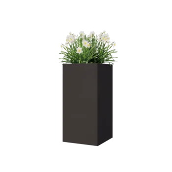 Oceľový kvetináč - Štvorec - 40 x 40 x 80 cm - Iná farba RAL - So spodnou doskou