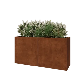 Cortenový kvetináč XXL - Obdĺžnik - 160 x 50 x 80 cm - So spodnou doskou