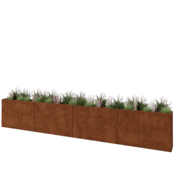 Cortenový kvetináč XXL - Obdĺžnik - 480 x 30 x 80 cm - So spodnou doskou