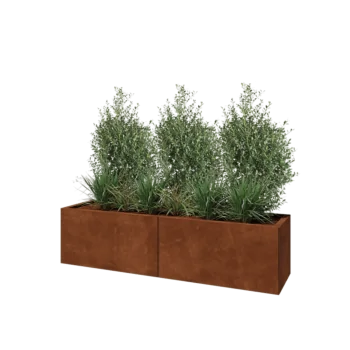 Cortenový kvetináč XXL - Obdĺžnik - 160 x 40 x 40 cm - So spodnou doskou