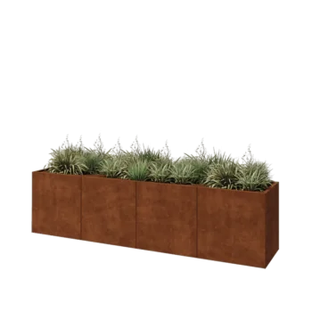Cortenový kvetináč XXL - Obdĺžnik - 320 x 60 x 80 cm - So spodnou doskou