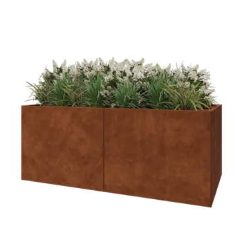 Cortenový kvetináč XXL - Obdĺžnik - 200 x 100 x 80 cm - So spodnou doskou