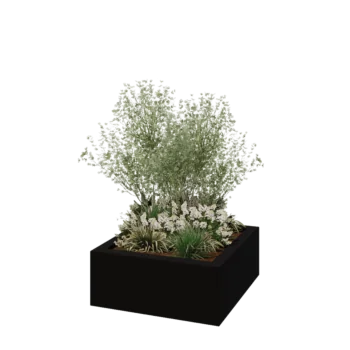 Kvetináč zo sklolaminátu - Štvorec - 100 x 100 x 40 cm - RAL9005 matná (čierna) - S dnom