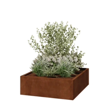 Cortenový kvetináč - Štvorec - 120 x 120 x 40 cm - Zvarený - So spodnou doskou