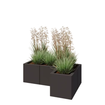 Oceľový kvetináč - L-tvar - 90 x 60 x 30 cm - Iná farba RAL - Bez spodnej dosky