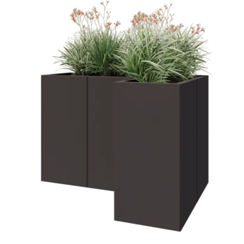 Oceľový kvetináč - L-tvar - 120 x 80 x 80 cm - Iná farba RAL - Bez spodnej dosky
