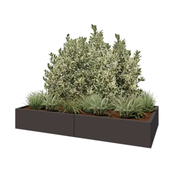 Oceľový kvetináč XXL - Obdĺžnik - 200 x 100 x 30 cm - Iná farba RAL - So spodnou doskou