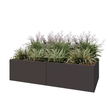 Oceľový kvetináč XXL - Obdĺžnik - 200 x 100 x 50 cm - Iná farba RAL - So spodnou doskou