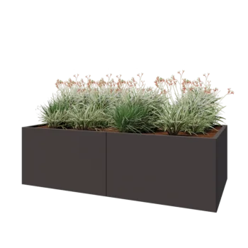 Oceľový kvetináč XXL - Obdĺžnik - 200 x 100 x 60 cm - Iná farba RAL - So spodnou doskou