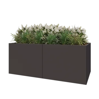 Oceľový kvetináč XXL - Obdĺžnik - 200 x 100 x 80 cm - Iná farba RAL - So spodnou doskou
