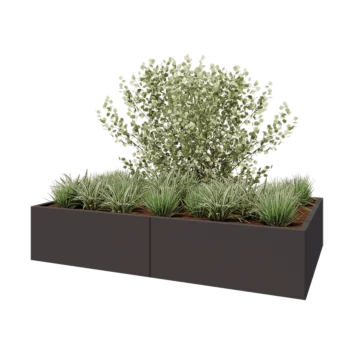 Oceľový kvetináč XXL - Obdĺžnik - 200 x 120 x 40 cm - Iná farba RAL - Bez spodnej dosky