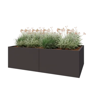 Oceľový kvetináč XXL - Obdĺžnik - 200 x 120 x 60 cm - Iná farba RAL - So spodnou doskou
