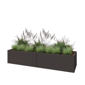 Oceľový kvetináč XXL - Obdĺžnik - 200 x 60 x 40 cm - Iná farba RAL - Bez spodnej dosky