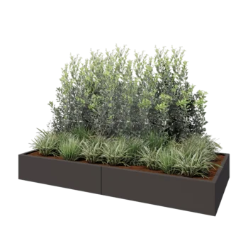 Oceľový kvetináč XXL - Obdĺžnik - 240 x 100 x 30 cm - Iná farba RAL - So spodnou doskou