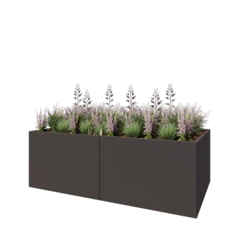 Oceľový kvetináč XXL - Obdĺžnik - 240 x 120 x 80 cm - RAL7016 matný (antracitová sivá) - So spodnou doskou