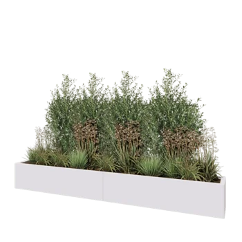 Oceľový kvetináč XXL - Obdĺžnik - 240 x 30 x 30 cm - RAL9010 matný (biela) - So spodnou doskou