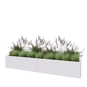 Oceľový kvetináč XXL - Obdĺžnik - 240 x 30 x 40 cm - RAL9010 matný (biela) - So spodnou doskou