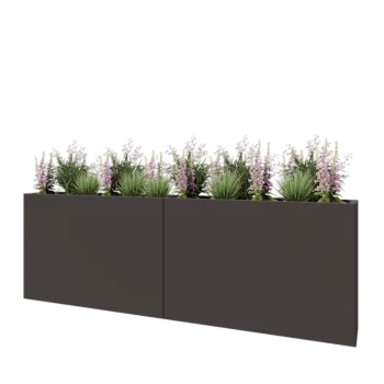 Oceľový kvetináč XXL - Obdĺžnik - 240 x 30 x 80 cm - RAL7016 matný (antracitová sivá) - So spodnou doskou