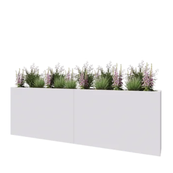 Oceľový kvetináč XXL - Obdĺžnik - 240 x 30 x 80 cm - RAL9010 matný (biela) - So spodnou doskou
