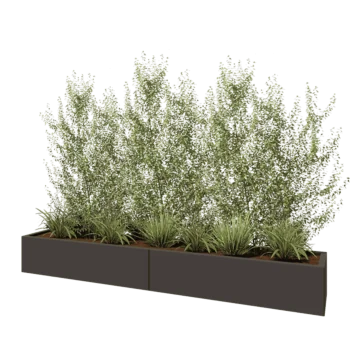 Oceľový kvetináč XXL - Obdĺžnik - 240 x 40 x 30 cm - Iná farba RAL - So spodnou doskou
