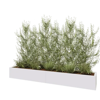 Oceľový kvetináč XXL - Obdĺžnik - 240 x 40 x 30 cm - RAL9010 matný (biela) - So spodnou doskou