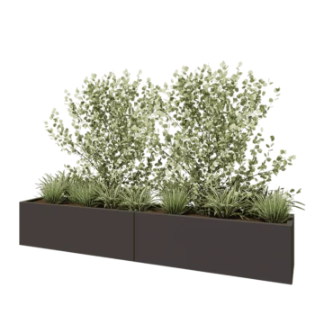 Oceľový kvetináč XXL - Obdĺžnik - 240 x 40 x 40 cm - Iná farba RAL - So spodnou doskou